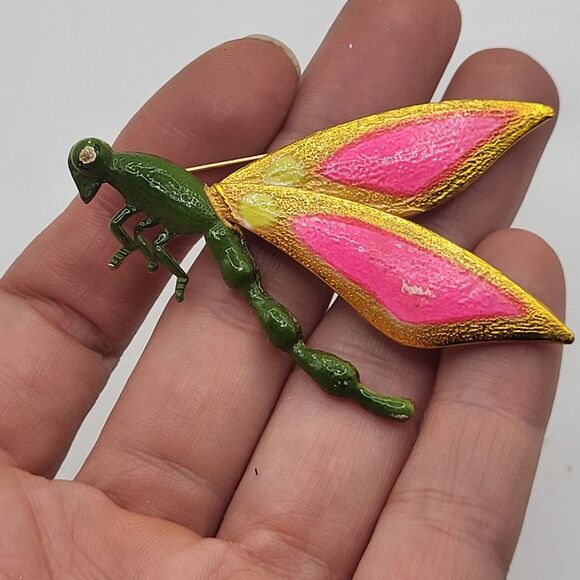 Vintage 70s Dragon Fly Brooch 2.5in long - Picture 2 of 3